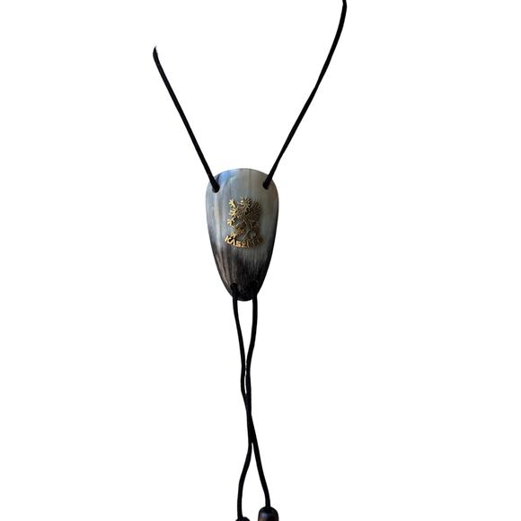 Natural Horn Bolo Tie with Gold Emblem Western Cowboy Festival - Picture 1 of 4